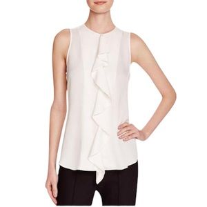 Theory Jastrid Sheen 2 Sleeveless Silk Blouse Ivory Size Small